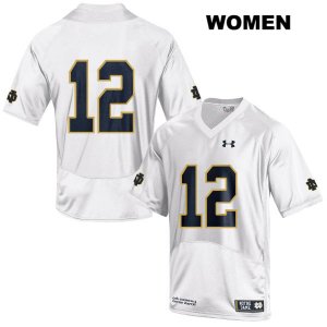 Notre Dame Fighting Irish Women's DJ Brown #12 White Under Armour No Name Authentic Stitched College NCAA Football Jersey PKO1699CR